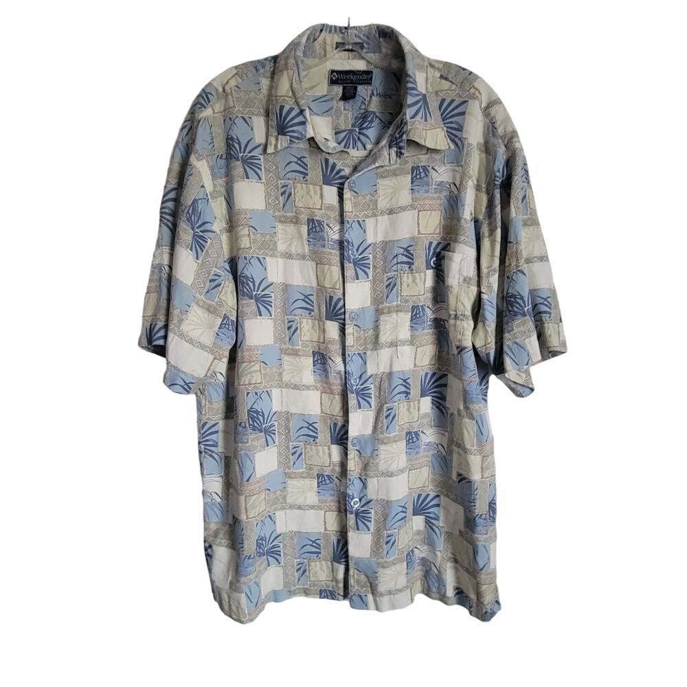 Weekender Men's Shirt Hawaiian Design Size Large‎ Silk Blend Limited Edition